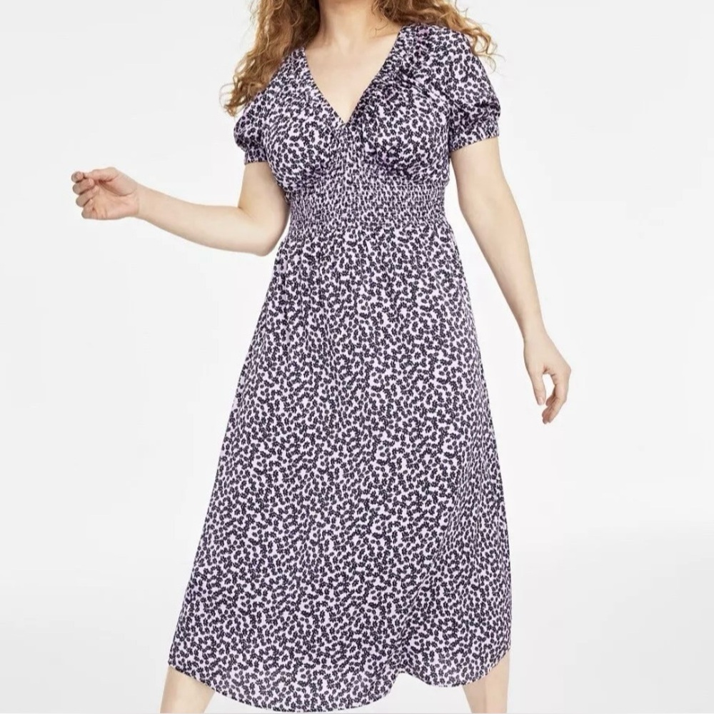 On 34th Short-Sleeve Smock-Waist Midi Dress Size Large